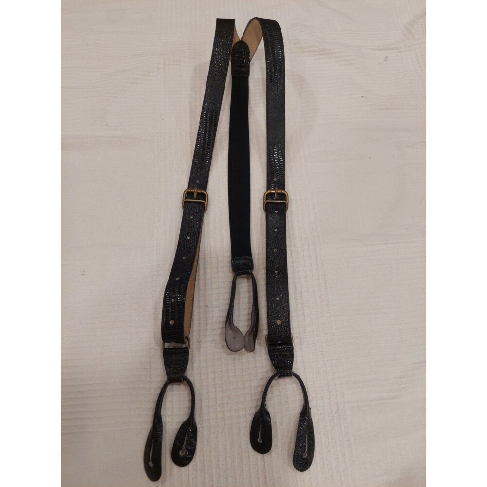 Black Faux(?) Lizard Skin Suspenders